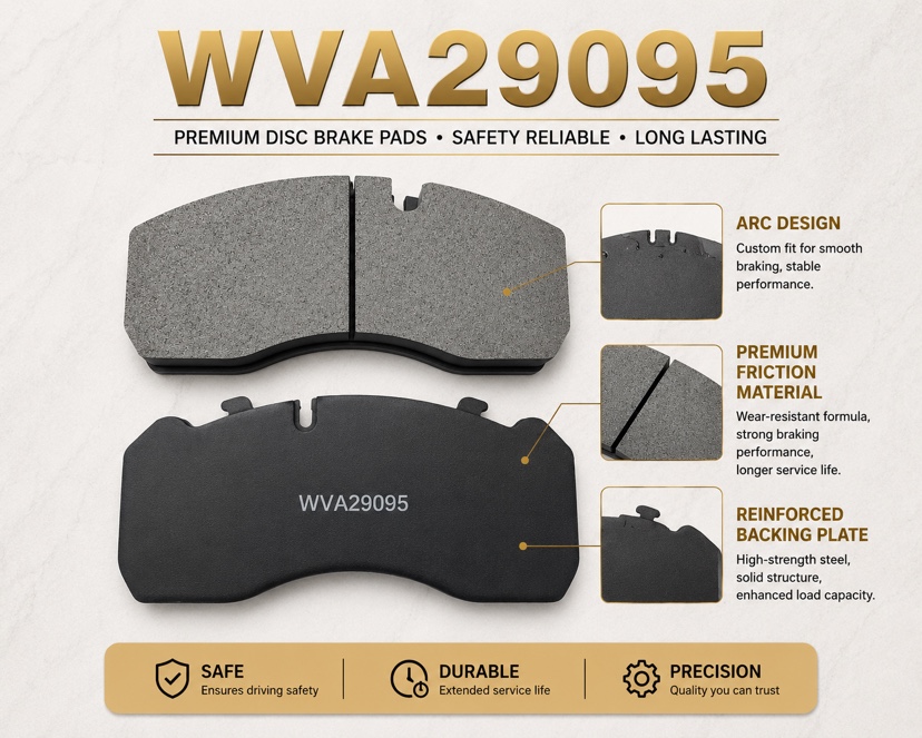 WVA29095 Semi-Metallic Disc Brake Pads | 50,000–100,000 KM Long Life