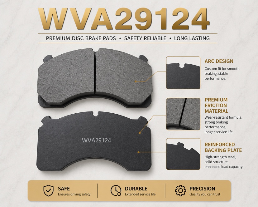WVA29124 Semi-Metallic Disc Brake Pads for MAN Volvo Iveco Truck