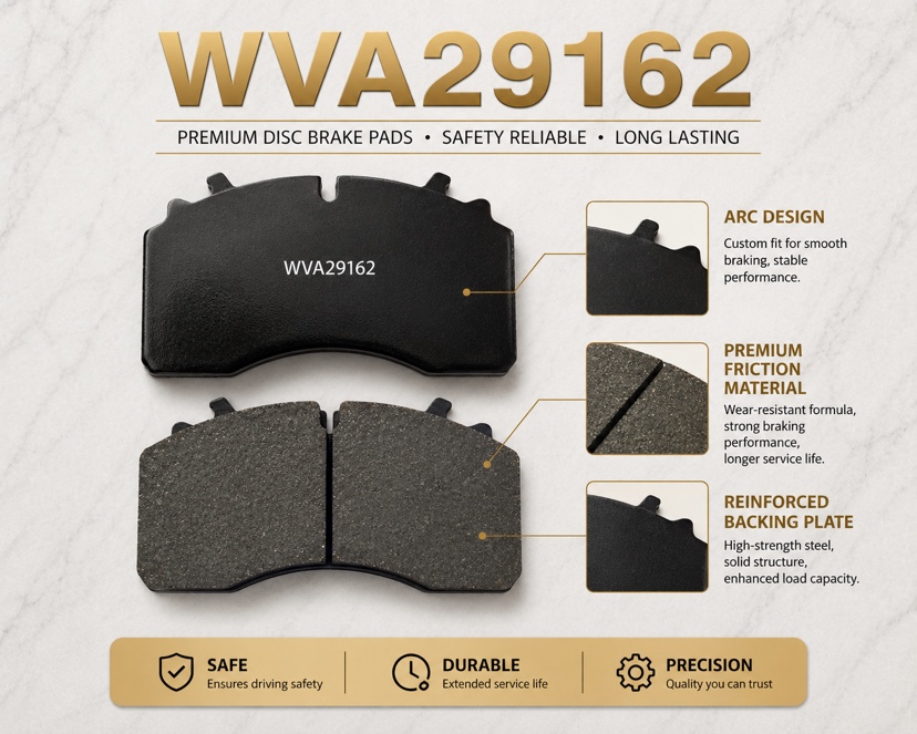 WVA29162 Semi-Metallic Disc Brake Pads for Heavy Duty Truck Trailer