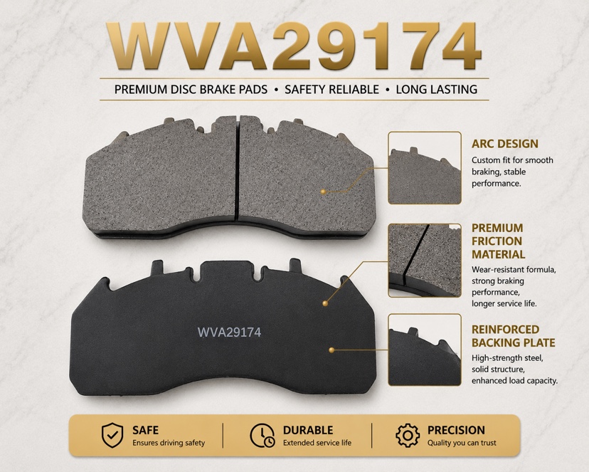 WVA29174 Semi-Metallic Disc Brake Pads for Scania Volvo DAF Truck